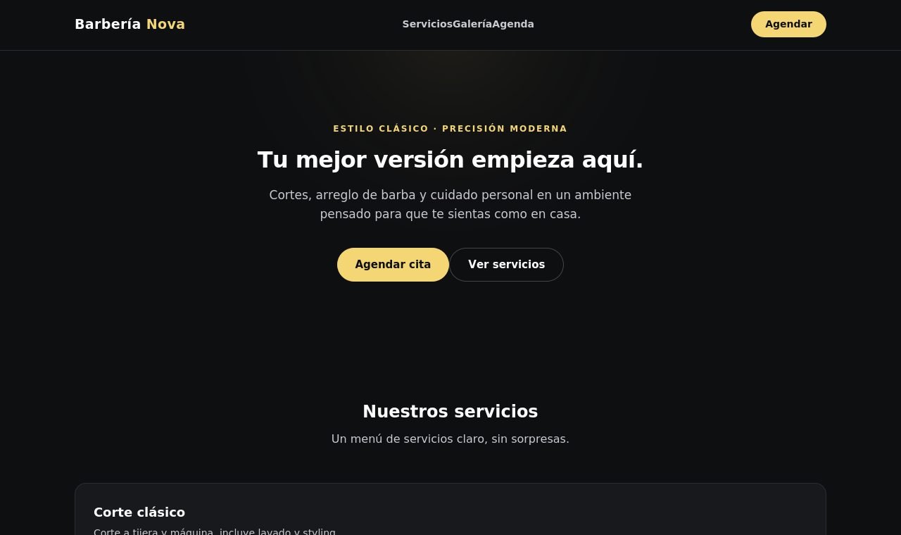 Captura de la demo Barbería Nova